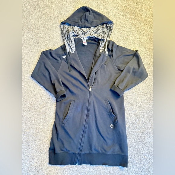 Zumba Black Zip-Up Hoodie with Patterned Hood - Picture 1 of 2